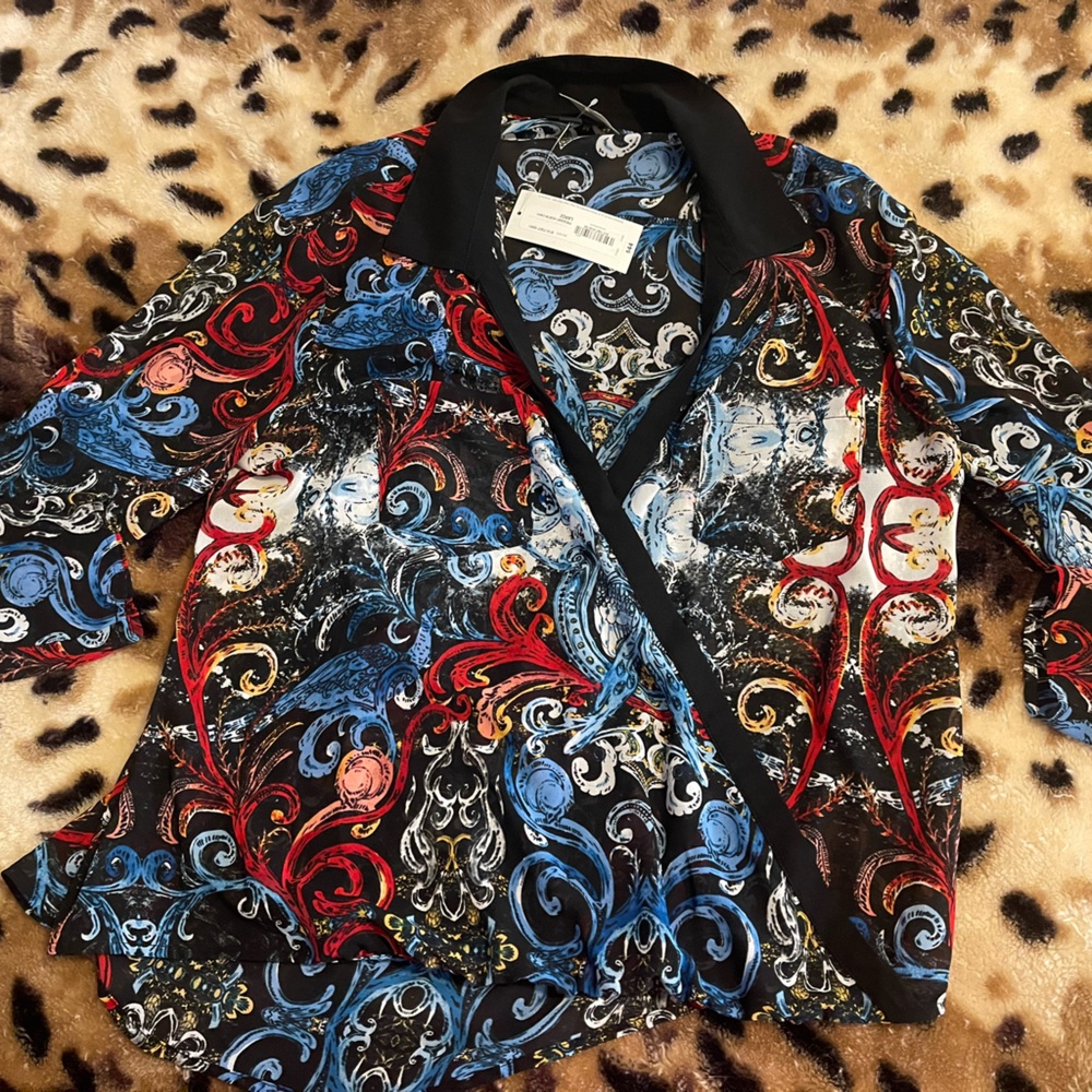 Nicole by Nicole Miller Black and Multicolor Blouse